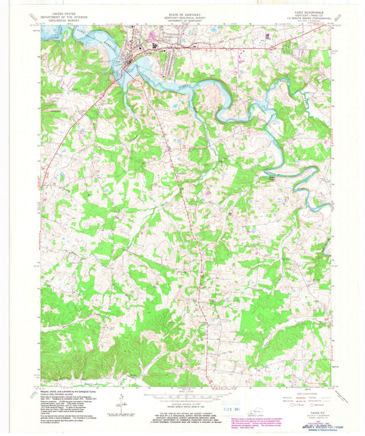 Classic USGS Cadiz Kentucky 7.5'x7.5' Topo Map Image