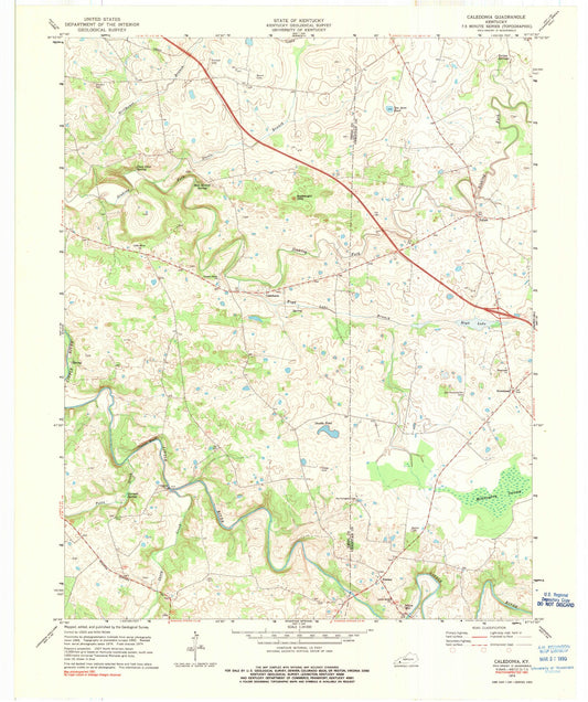 Classic USGS Caledonia Kentucky 7.5'x7.5' Topo Map Image