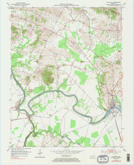 Classic USGS Calhoun Kentucky 7.5'x7.5' Topo Map Image