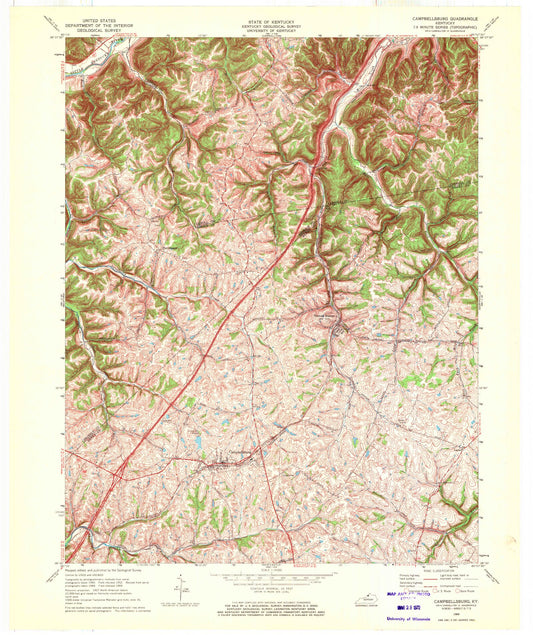Classic USGS Campbellsburg Kentucky 7.5'x7.5' Topo Map Image
