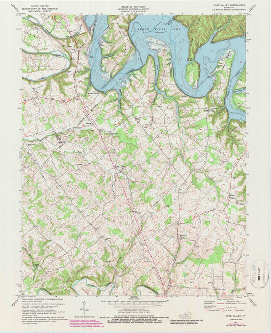 Classic USGS Cane Valley Kentucky 7.5'x7.5' Topo Map Image