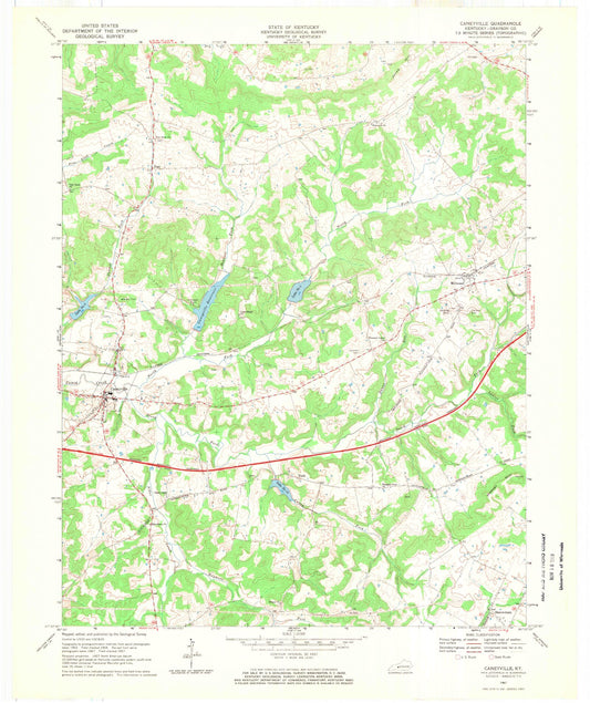 Classic USGS Caneyville Kentucky 7.5'x7.5' Topo Map Image