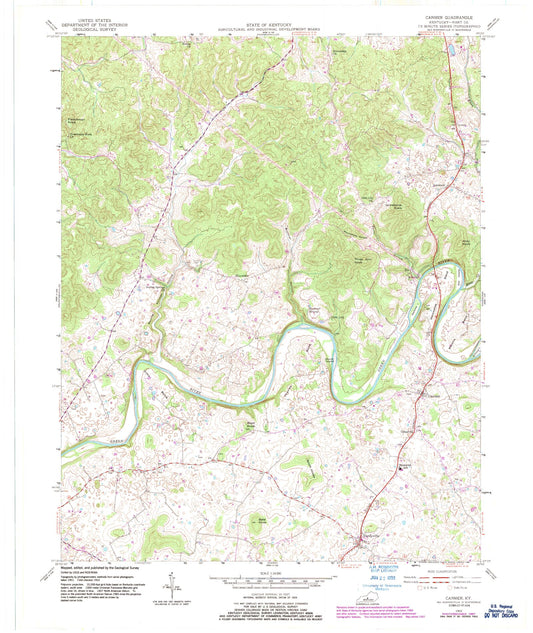 Classic USGS Canmer Kentucky 7.5'x7.5' Topo Map Image