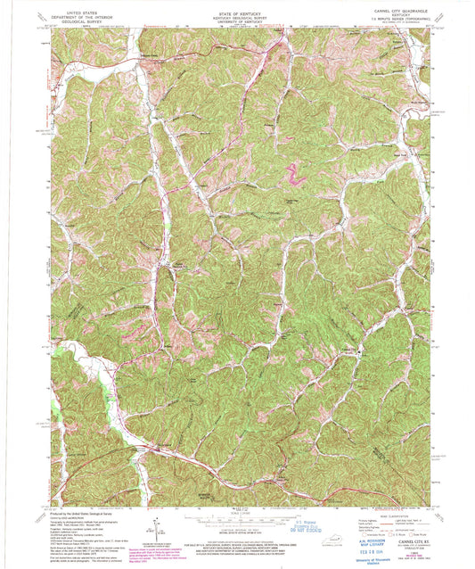 Classic USGS Cannel City Kentucky 7.5'x7.5' Topo Map Image
