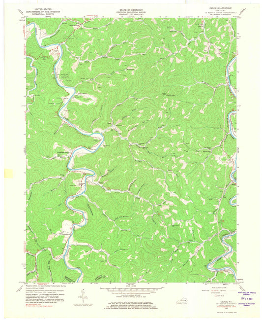 Classic USGS Canoe Kentucky 7.5'x7.5' Topo Map Image