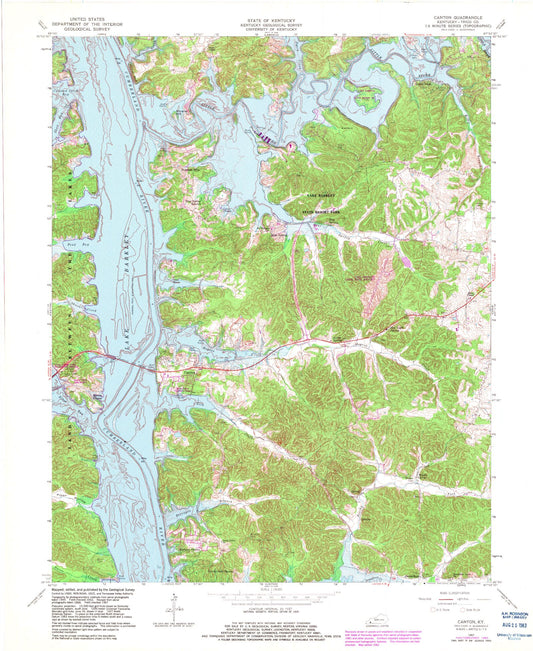 Classic USGS Canton Kentucky 7.5'x7.5' Topo Map Image