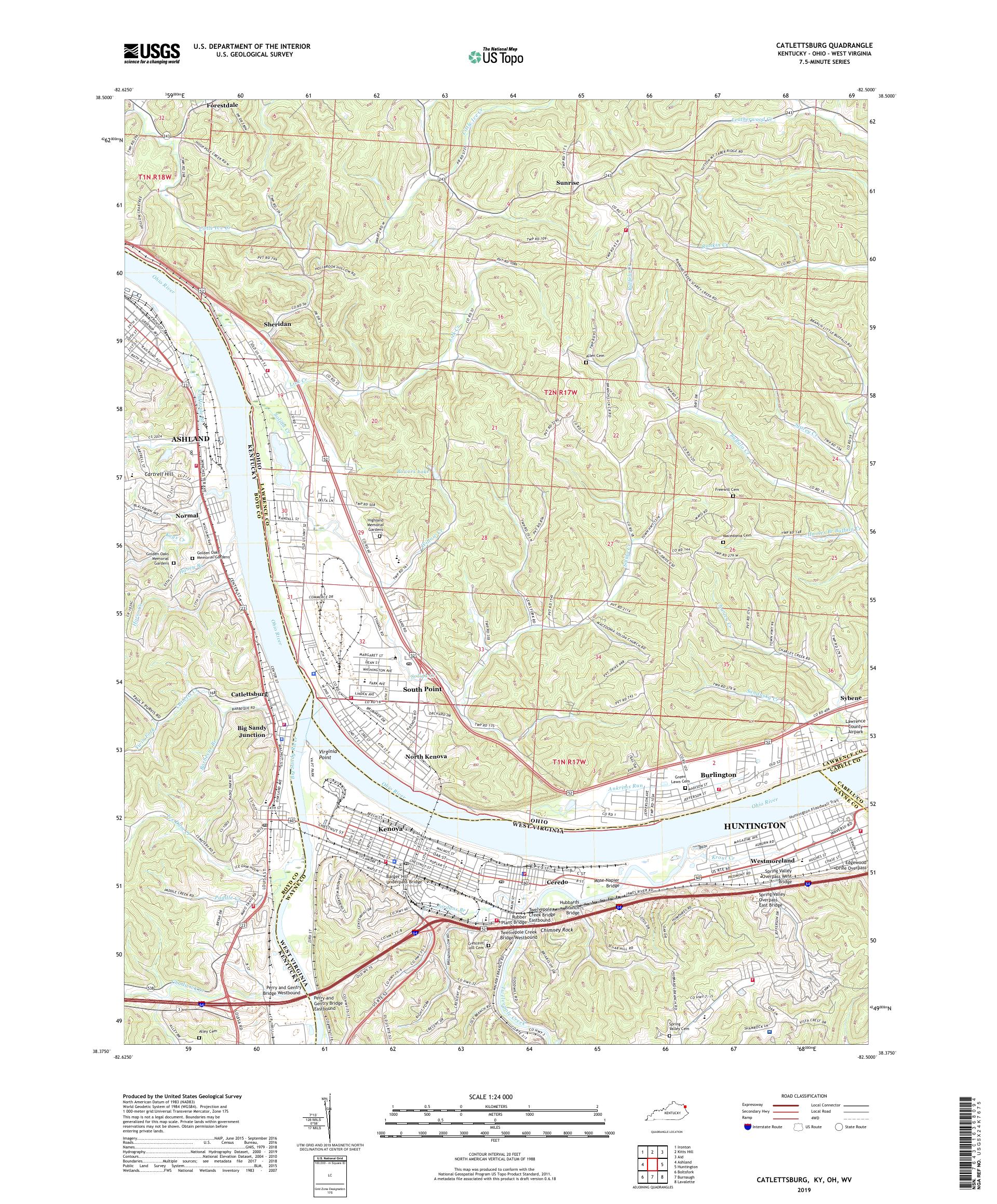 Catlettsburg Kentucky US Topo Map – MyTopo Map Store