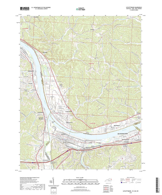 Catlettsburg Kentucky US Topo Map Image