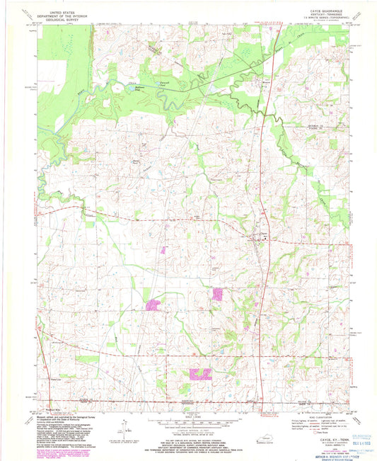 Classic USGS Cayce Kentucky 7.5'x7.5' Topo Map Image