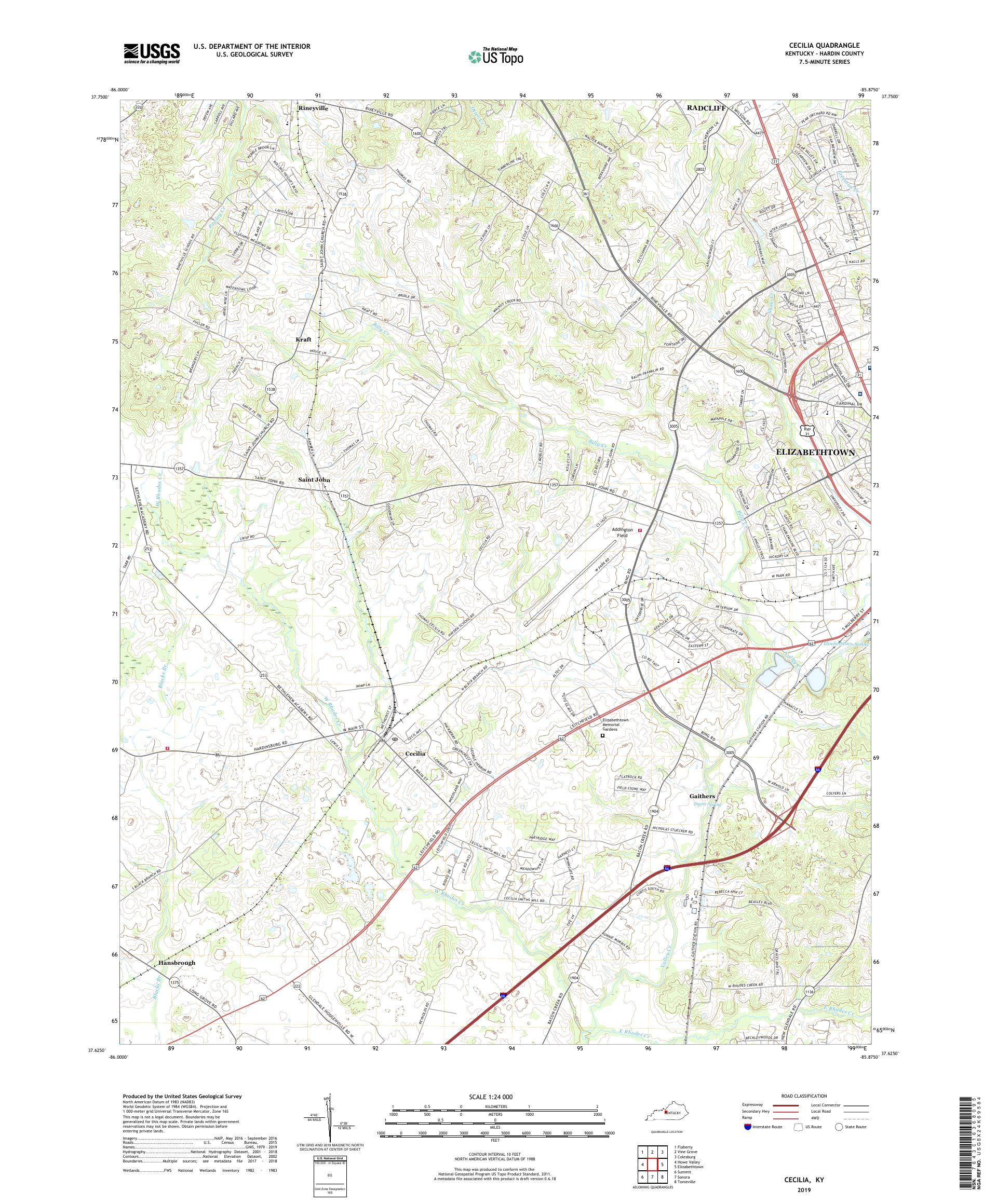 Cecilia Kentucky US Topo Map – MyTopo Map Store