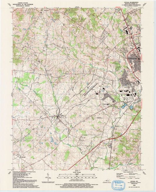 Classic USGS Cecilia Kentucky 7.5'x7.5' Topo Map Image
