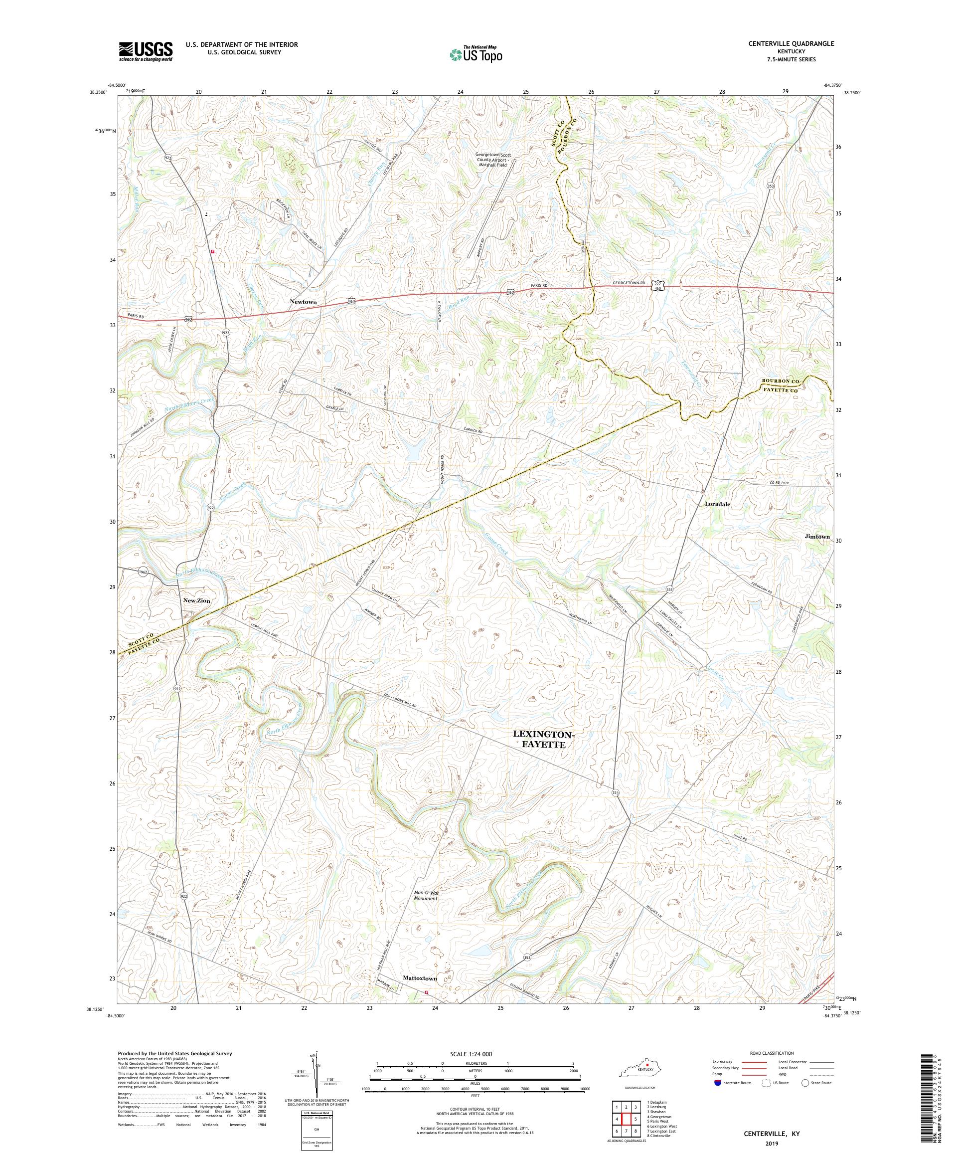 Centerville Kentucky US Topo Map – MyTopo Map Store