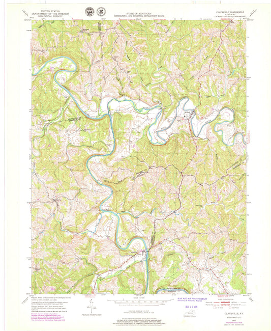 Classic USGS Claysville Kentucky 7.5'x7.5' Topo Map Image