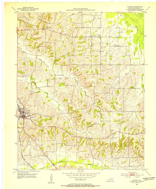 Classic USGS Clinton Kentucky 7.5'x7.5' Topo Map Image