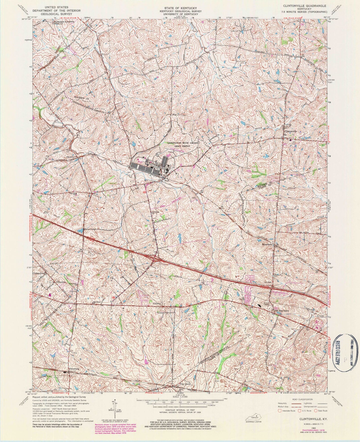 Classic USGS Clintonville Kentucky 7.5'x7.5' Topo Map Image