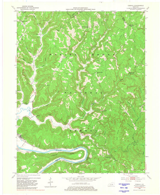 Classic USGS Cobhill Kentucky 7.5'x7.5' Topo Map Image