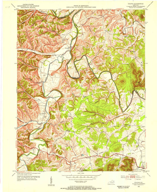 Classic USGS Colfax Kentucky 7.5'x7.5' Topo Map Image