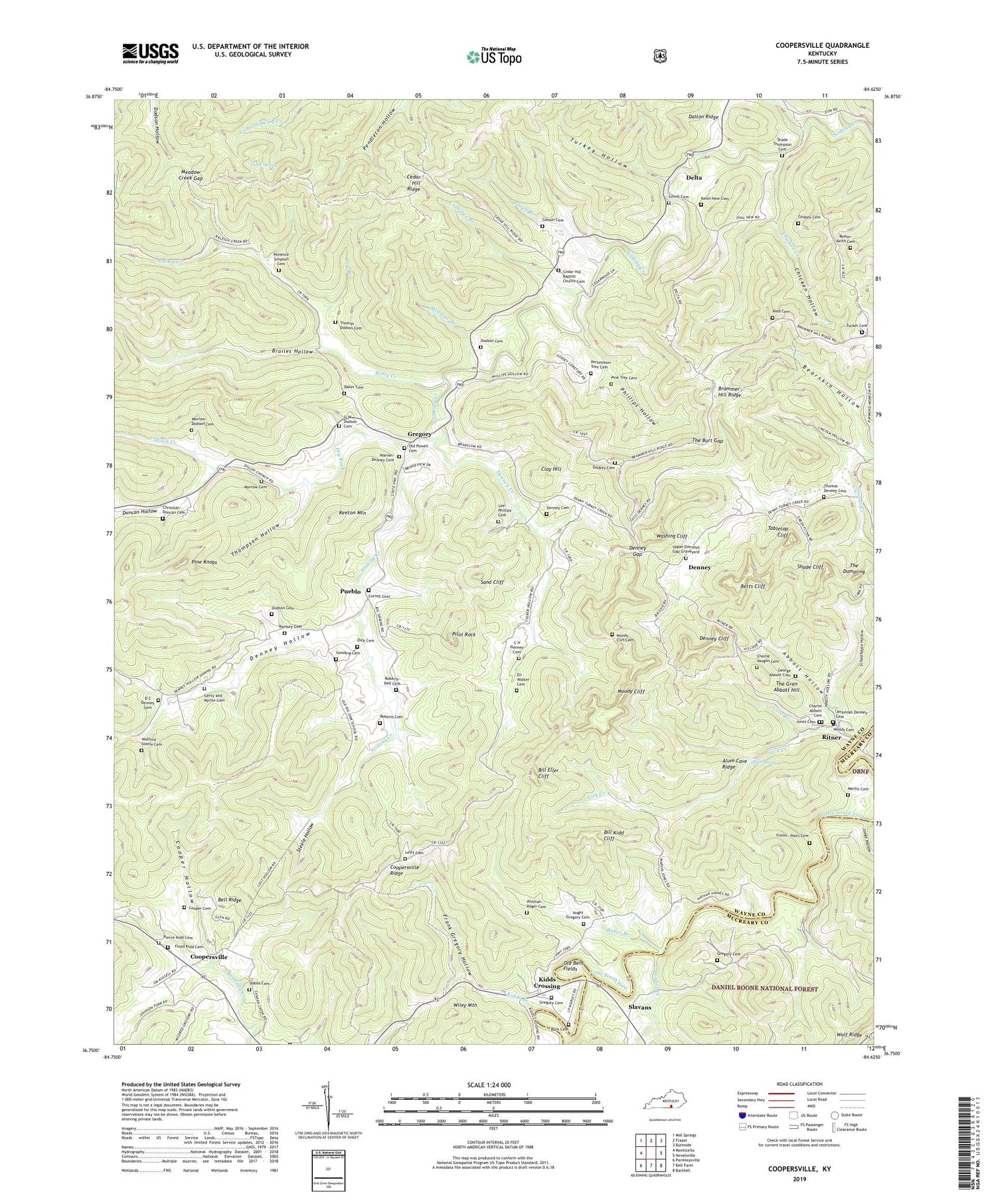 Coopersville Kentucky US Topo Map Image