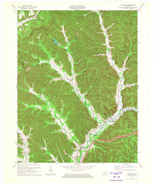 Classic USGS Cranston Kentucky 7.5'x7.5' Topo Map Image