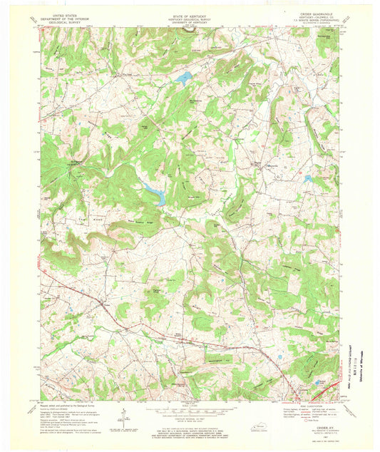 Classic USGS Crider Kentucky 7.5'x7.5' Topo Map Image
