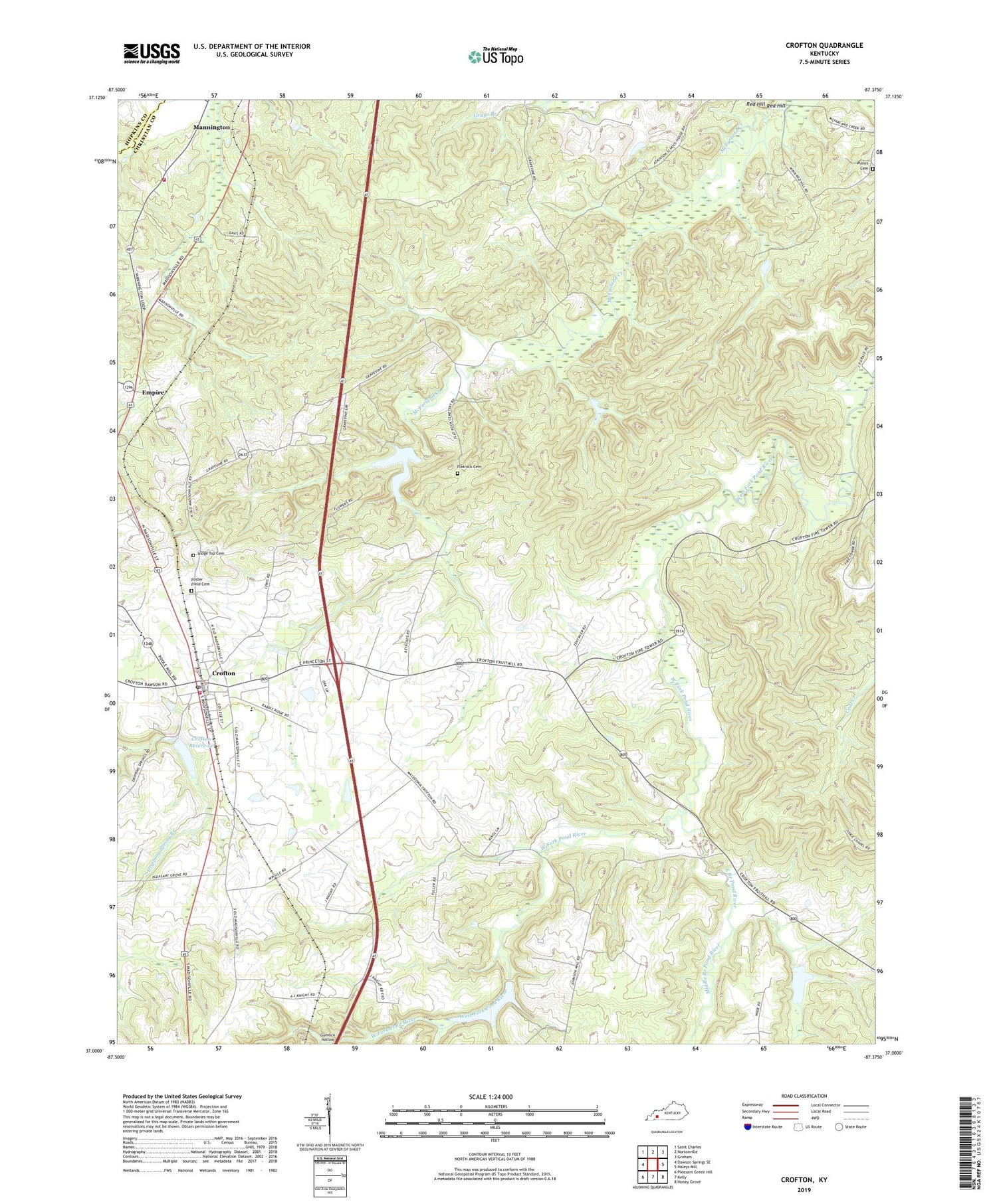 Crofton Kentucky US Topo Map Image