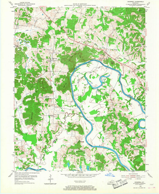 Classic USGS Cromwell Kentucky 7.5'x7.5' Topo Map Image
