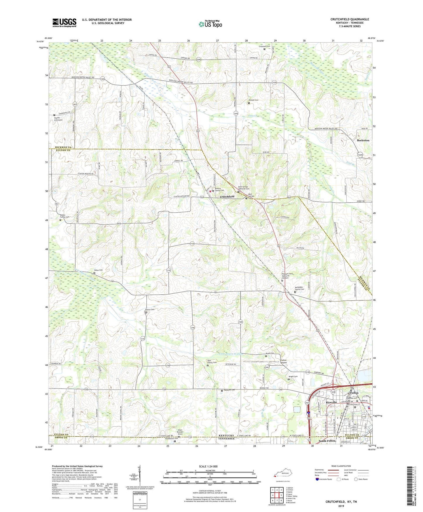 Crutchfield Kentucky US Topo Map Image