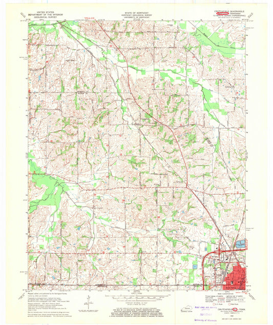 Classic USGS Crutchfield Kentucky 7.5'x7.5' Topo Map Image
