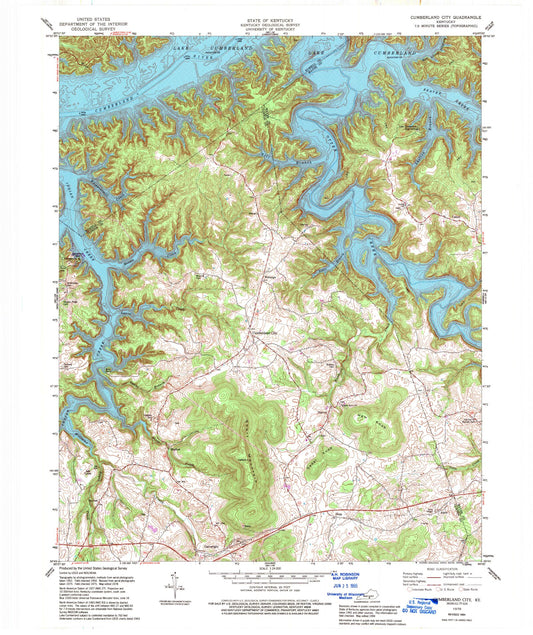 Classic USGS Cumberland City Kentucky 7.5'x7.5' Topo Map Image