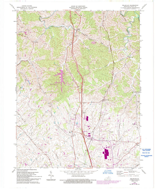 Classic USGS Delaplain Kentucky 7.5'x7.5' Topo Map Image