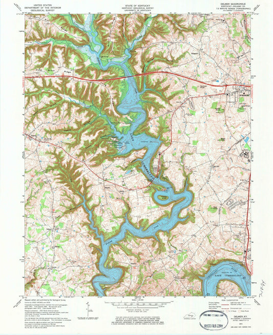 Classic USGS Delmer Kentucky 7.5'x7.5' Topo Map Image