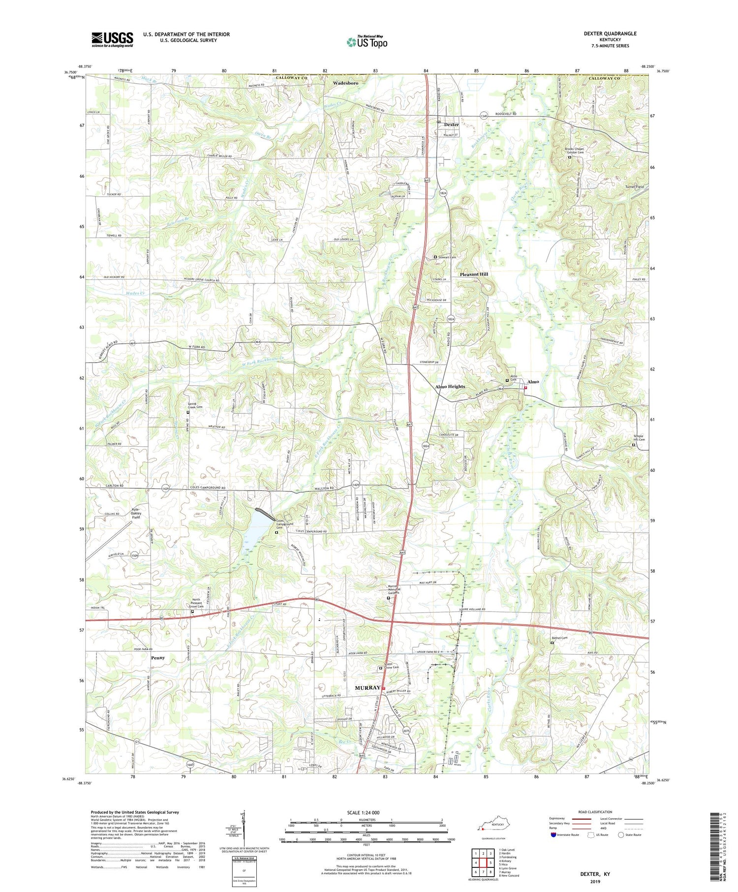 Dexter Kentucky US Topo Map Image