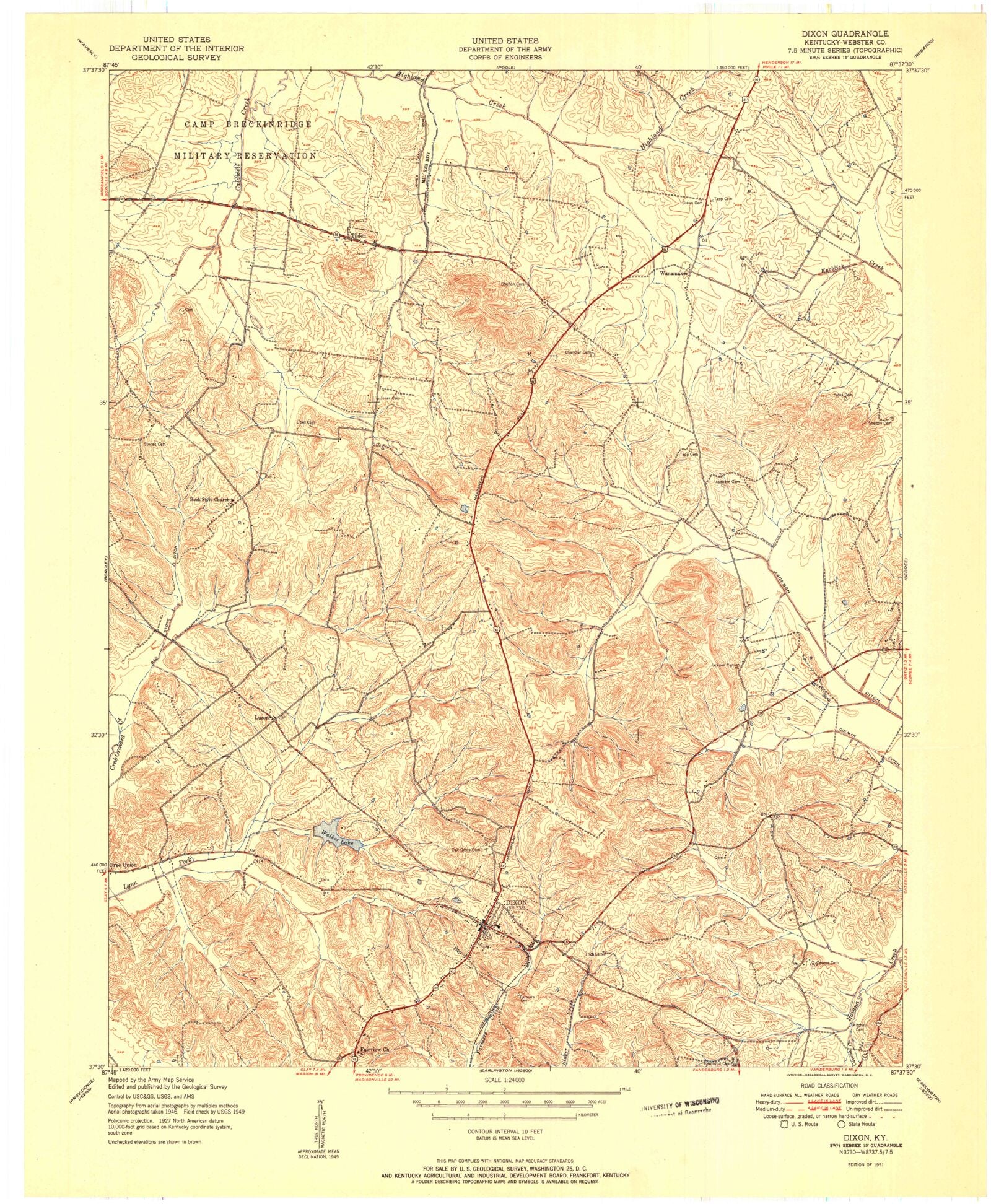 Classic USGS Dixon Kentucky 7.5'x7.5' Topo Map MyTopo Map Store