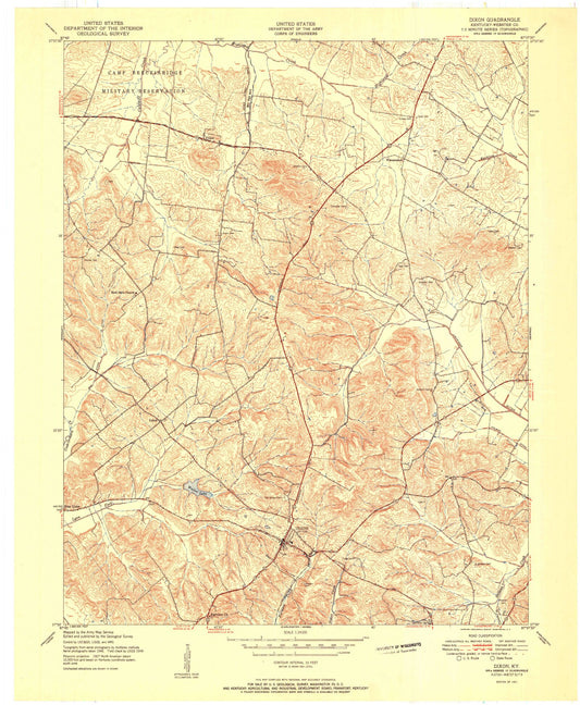 Classic USGS Dixon Kentucky 7.5'x7.5' Topo Map Image