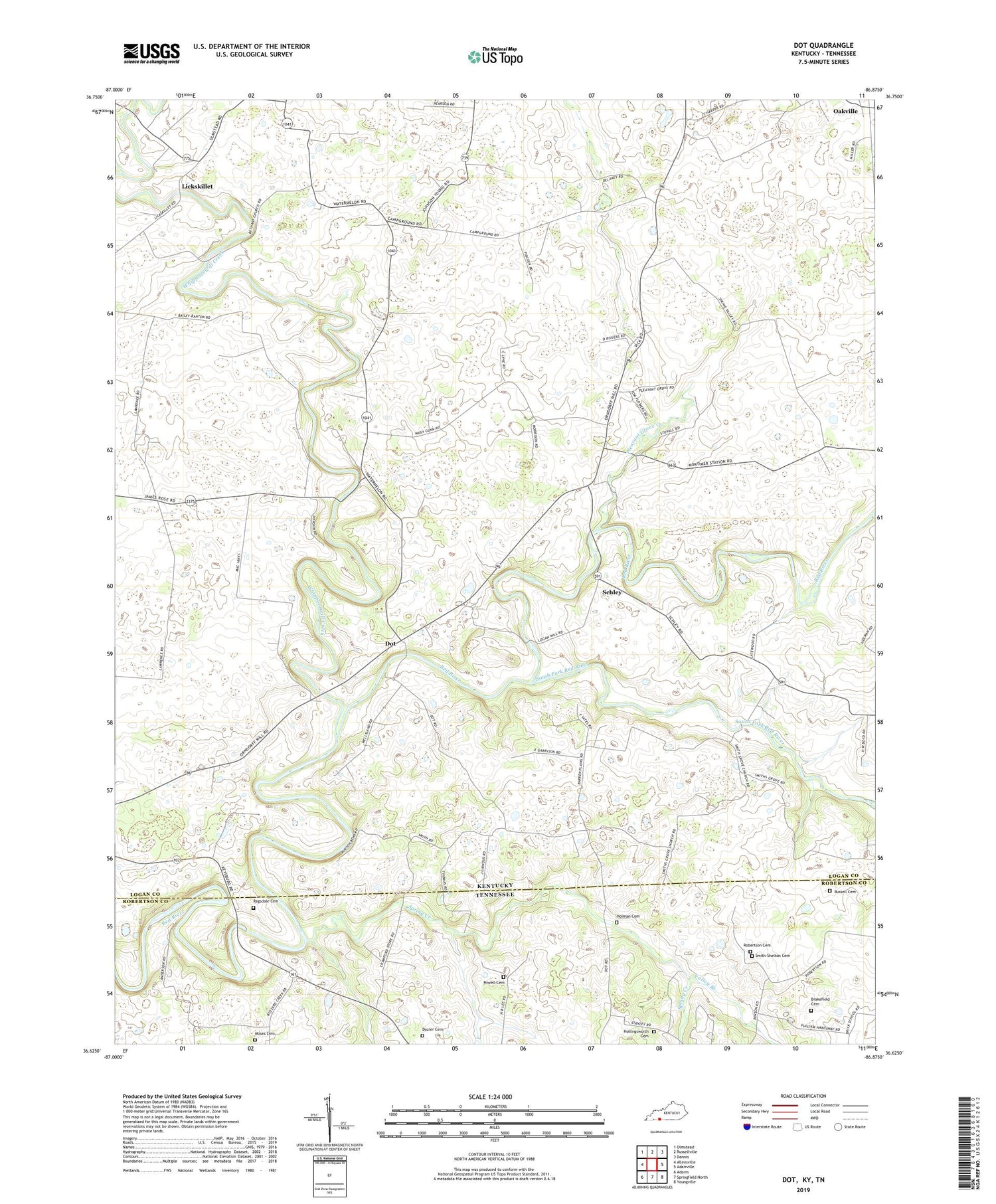 Dot Kentucky US Topo Map Image