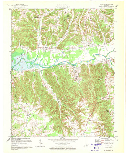 Classic USGS Dunnville Kentucky 7.5'x7.5' Topo Map Image