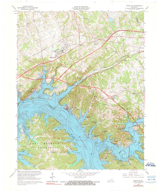 Classic USGS Eddyville Kentucky 7.5'x7.5' Topo Map Image