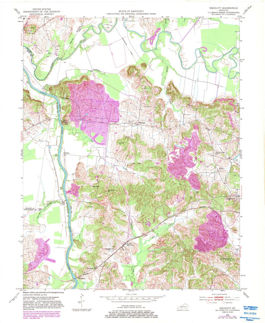 Classic USGS Equality Kentucky 7.5'x7.5' Topo Map Image