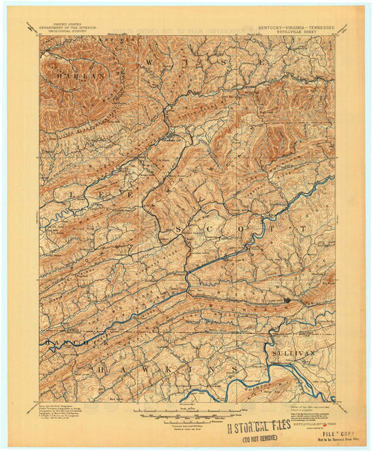 Historic 1894 Estillville Virginia 30'x30' Topo Map Image