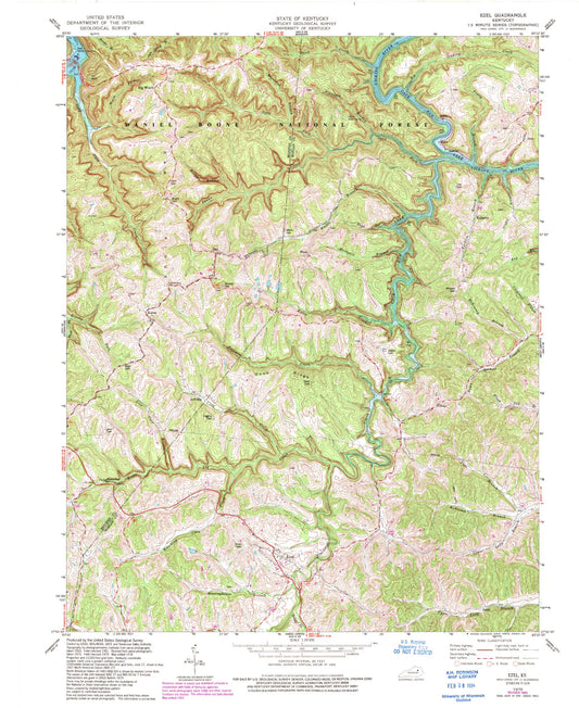Classic USGS Ezel Kentucky 7.5'x7.5' Topo Map Image
