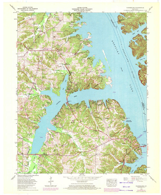 Classic USGS Fairdealing Kentucky 7.5'x7.5' Topo Map Image