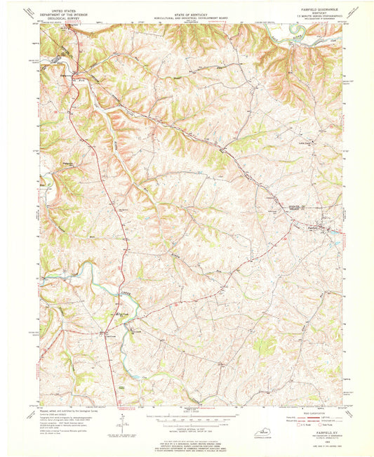 Classic USGS Fairfield Kentucky 7.5'x7.5' Topo Map Image