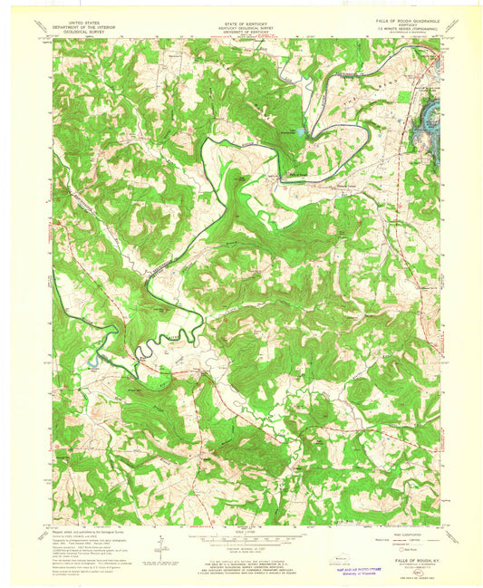 Classic USGS Falls of Rough Kentucky 7.5'x7.5' Topo Map Image