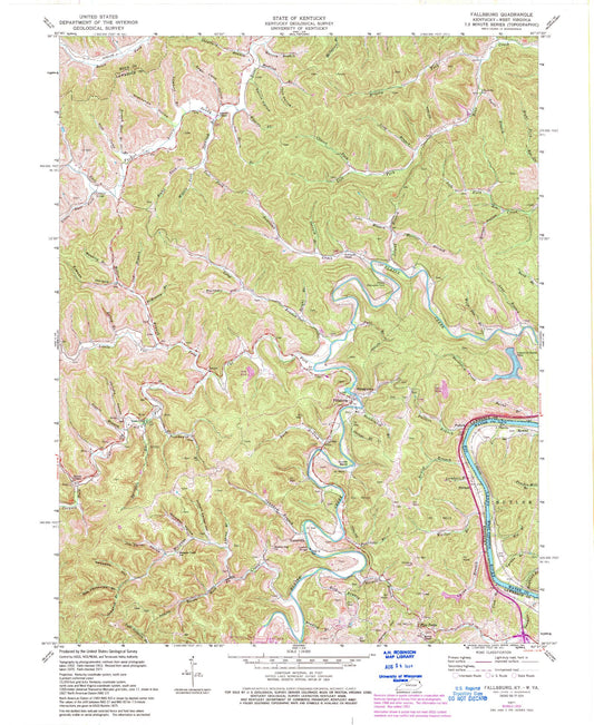 Classic USGS Fallsburg Kentucky 7.5'x7.5' Topo Map Image