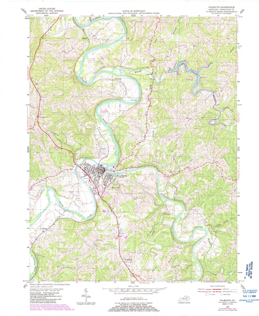 Classic USGS Falmouth Kentucky 7.5'x7.5' Topo Map Image
