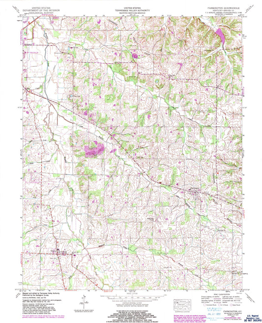 Classic USGS Farmington Kentucky 7.5'x7.5' Topo Map Image