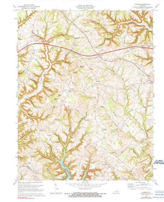 Classic USGS Faubush Kentucky 7.5'x7.5' Topo Map Image