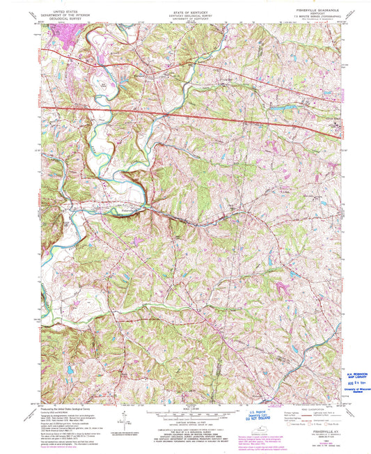 Classic USGS Fisherville Kentucky 7.5'x7.5' Topo Map Image