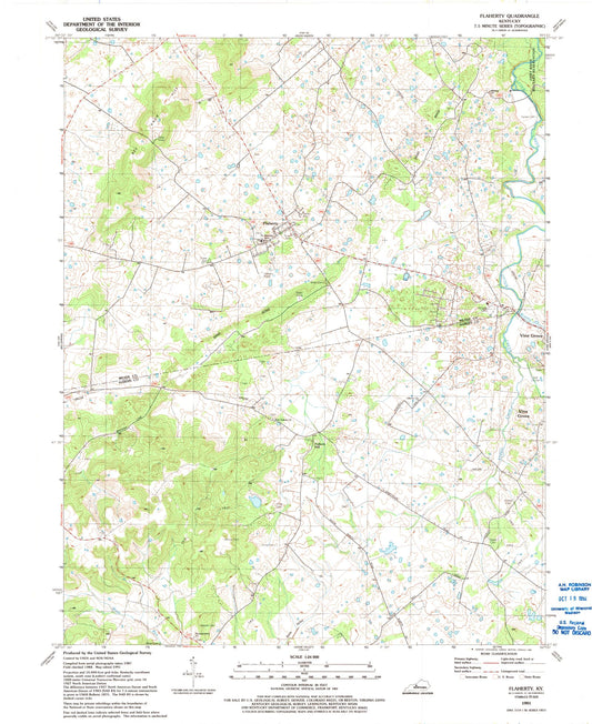 Classic USGS Flaherty Kentucky 7.5'x7.5' Topo Map Image