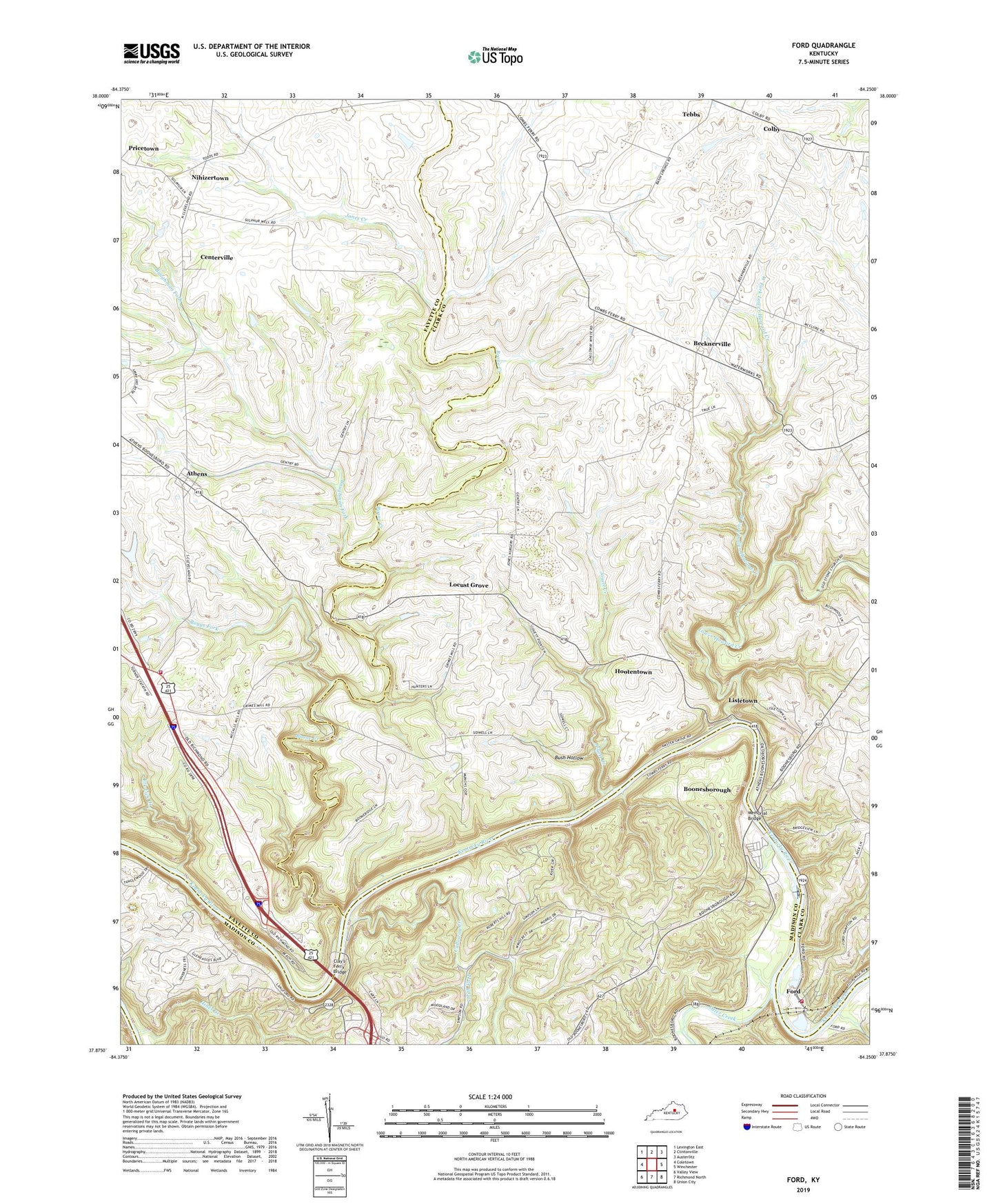 Ford Kentucky US Topo Map Image
